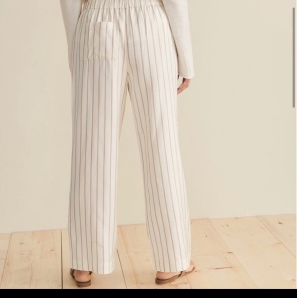 Jenni Kayne Yellow Striped Bianca Pants Straight Wide Leg Pockets NEW - Picture 3 of 14